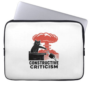 Capa Para Notebook Crítica Construtiva de Gato Engraçado Meme de Lino