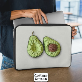 Capa Para Notebook Crochet Avocado Monograma de Cottagecore Verde