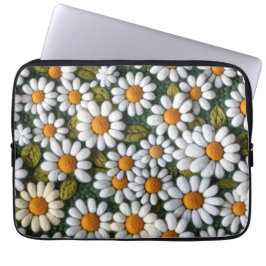 Capa Para Notebook Crochet White Daisies Spring Wildflowers