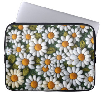 Capa Para Notebook Crochet White Daisies Spring Wildflowers