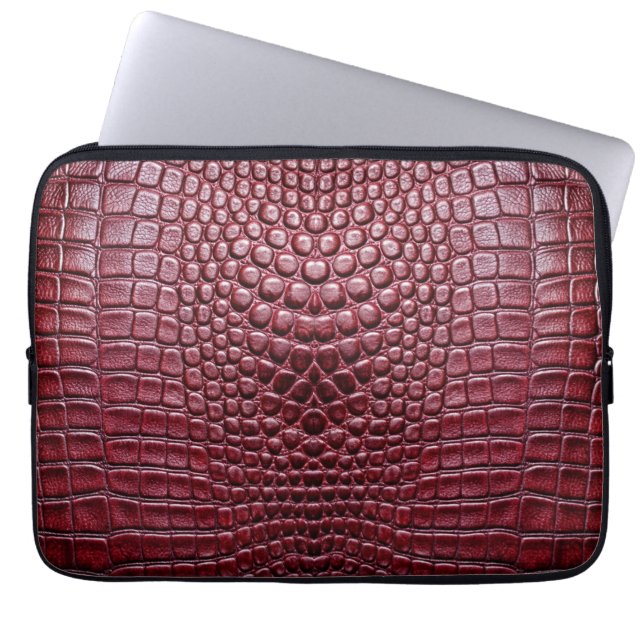 Capa Para Notebook Crocodilo de Borgonha Alligator Faux Leather Impre (Frente)