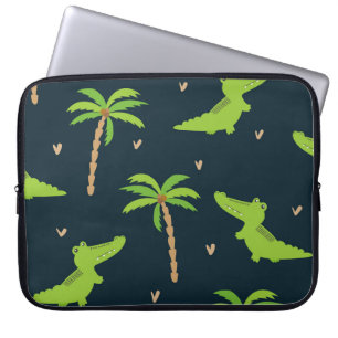Capa Para Notebook Crocodilos de Cartoons: Padrão de Palmas de Alliga
