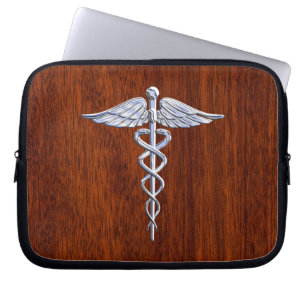 Capa Para Notebook Cromo Como Caduceus Símbolo Médico Mahogany Impr