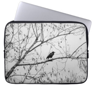 Capa Para Notebook Crow em uma Árvore de Birch