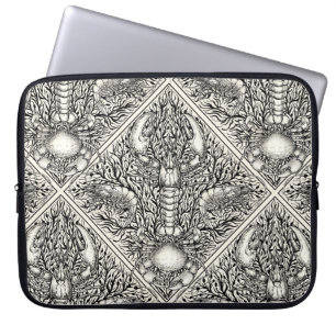 Capa Para Notebook Crustáceos a preto e branco natural
