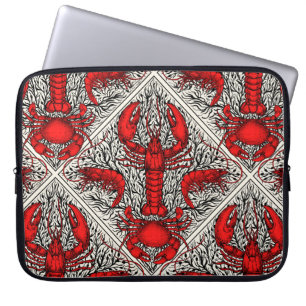 Capa Para Notebook Crustáceos a vermelho, preto e marfim