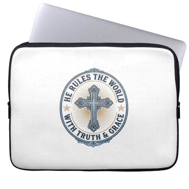 Capa Para Notebook Cruz Cristã Ele Governa o Mundo (Frente)