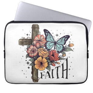 Capa Para Notebook Cruz da Fé Floral