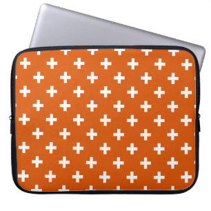 Capa Para Notebook Cruz de polca branca em laranja queimado