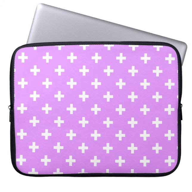 Capa Para Notebook Cruzes brancas de polca em lilac (Frente)