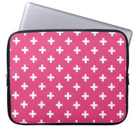 Capa Para Notebook Cruzes de polca branca em fuchsia