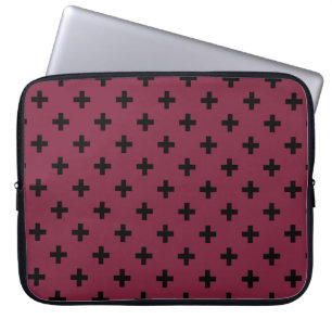 Capa Para Notebook Cruzes de polca preta em amora
