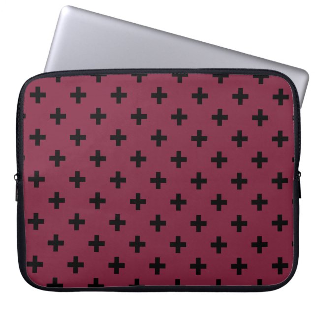 Capa Para Notebook Cruzes de polca preta em amora (Frente)