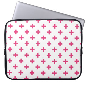 Capa Para Notebook Cruzes fúcsia da polca no branco