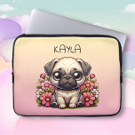 Capa Para Notebook Cubo Cor-de-rosa e amarelo personalizado<br><div class="desc">Um belo caso de comprimido para uma garota. Pug adorável em flores cor-de-rosa,  caso personalizado.</div>