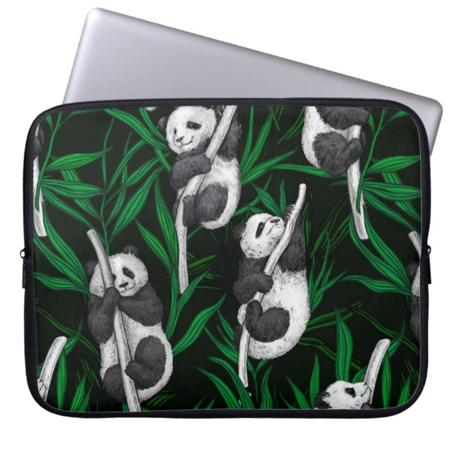 Capa Para Notebook Cubos de panda em verde-escuro (Frente)