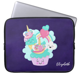Capa Para Notebook Cupcake bonito e Sorvete feliz