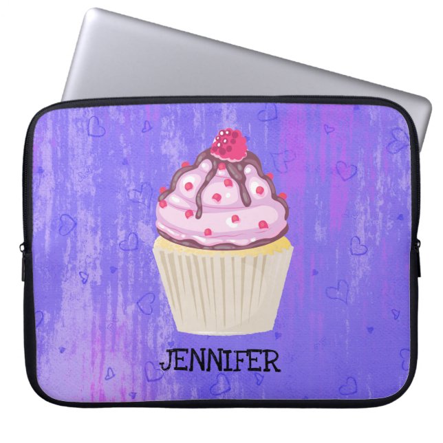 Capa Para Notebook Cupcake doce com framboesa no topo personalizado (Frente)