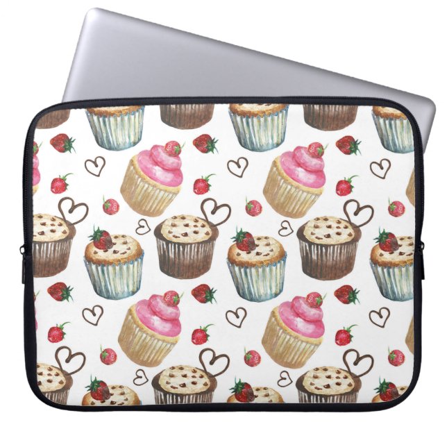 Capa Para Notebook Cupcakes de aquarela (Frente)