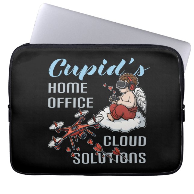 Capa Para Notebook Cupid’s Home Office, Drone Valentine’s Day (Frente)