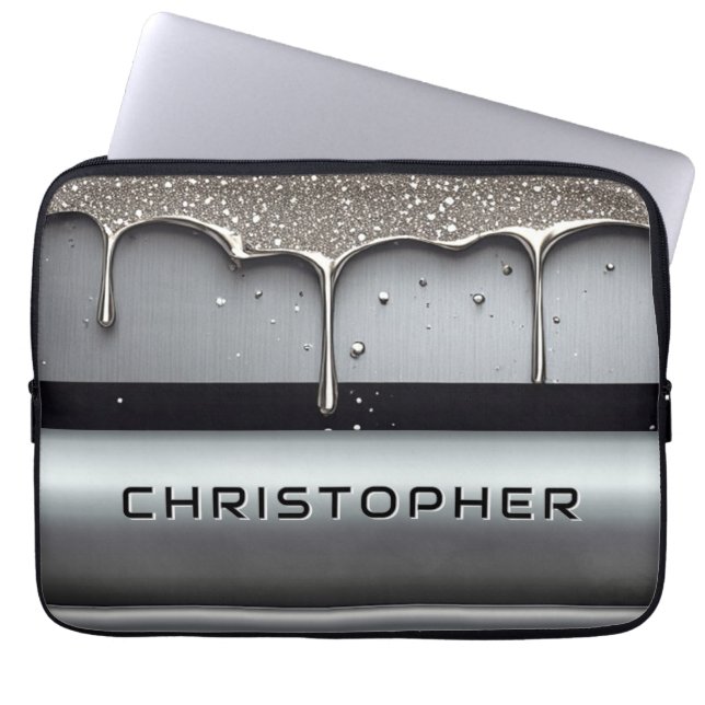 Capa Para Notebook Custom Name With Dripping Liquid Metal (Frente)