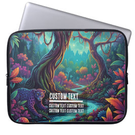 Capa Para Notebook Custom Text Mystical Forest Jaguar Colorful