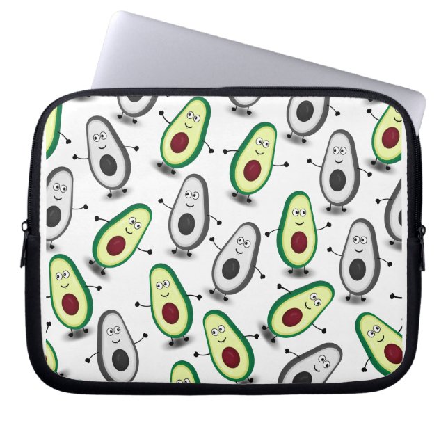 Capa Para Notebook Cute Avocado Cartoon Mix Pattern Laptop Sleeve (Frente)