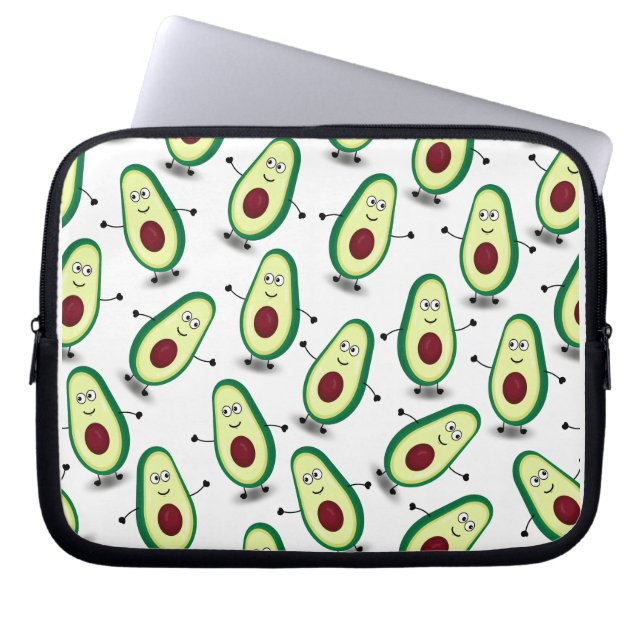 Capa Para Notebook Cute Avocado Cartoon Pattern Laptop Sleeve (Frente)
