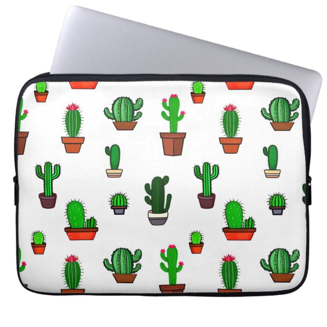 Capa Para Notebook Cute Cactus illustrations Pattern White (Frente)