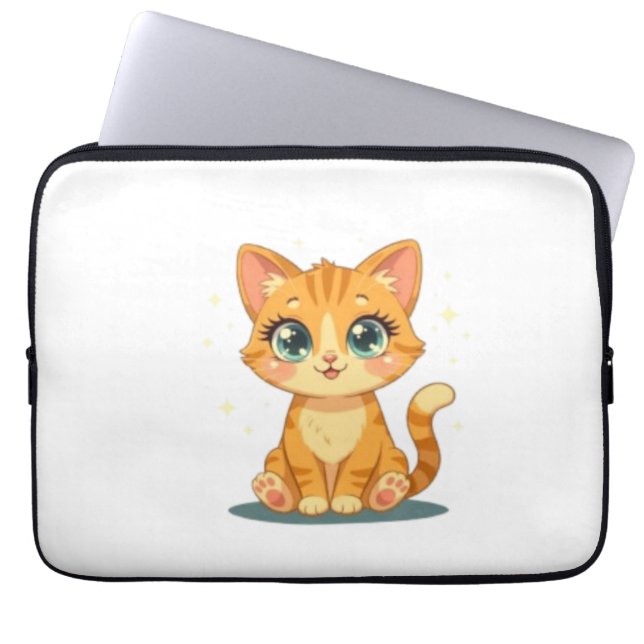 Capa Para Notebook **Cute Cartoon Cat – Adorable Kitty Illustration** (Frente)