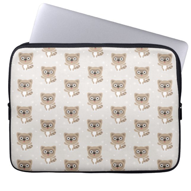 Capa Para Notebook Cute Cartoon Raccoons Winter Pattern (Frente)