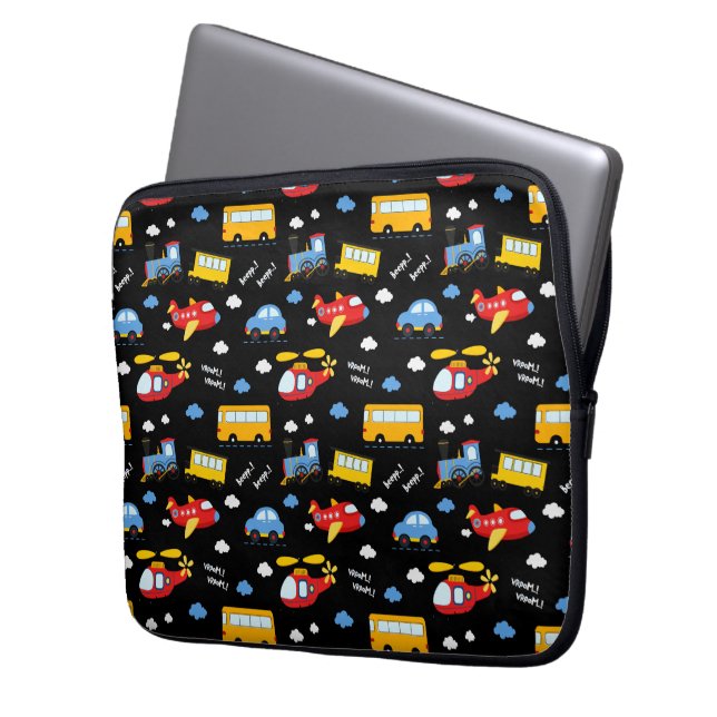 Capa Para Notebook Cute Cartoon Vehicles Pattern  (Frente Esquerda)