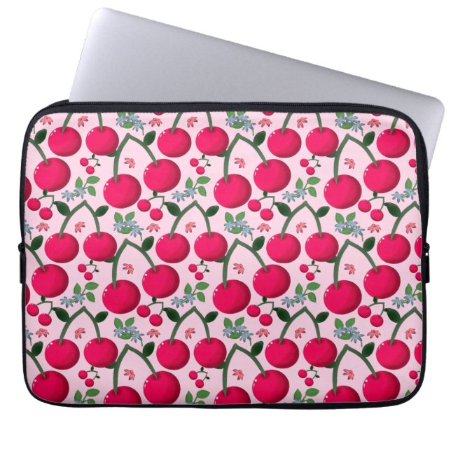 Capa Para Notebook Cute Cherry  Pattern, Glossy Kawaii Fruit (Frente)