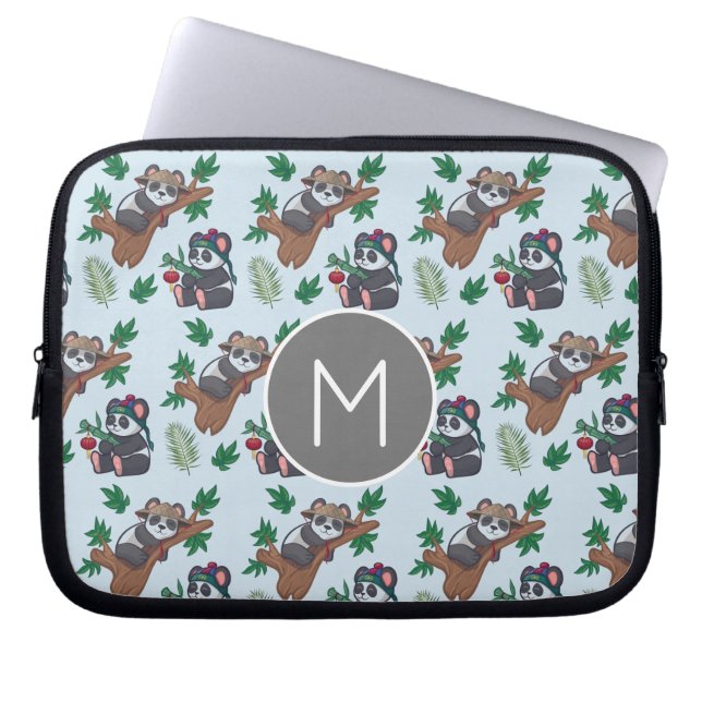 Capa Para Notebook Cute Chinese Pandas Pattern Monogram (Frente)