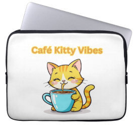 Capa Para Notebook **Cute Coffee Cat – Adorable Cat Drinking Coffee I