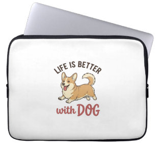 Capa Para Notebook Cute Corgi Cachorro Vida É Melhor Com Cão Design_1