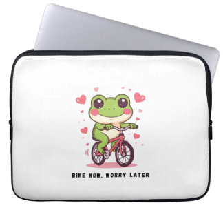 Capa Para Notebook Cute Frog Riding Bicycle | Funny Frog Lover Gift