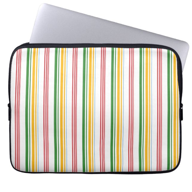 Capa Para Notebook Cute green yellow stripes (Frente)