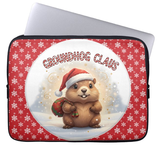 Capa Para Notebook Cute Groundhog Claus Funny Groundhog Christmas (Frente)