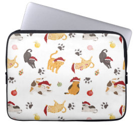 Capa Para Notebook Cute Holiday Cat Pattern