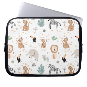 Capa Para Notebook Cute Jungle Rainforest Animals Pattern