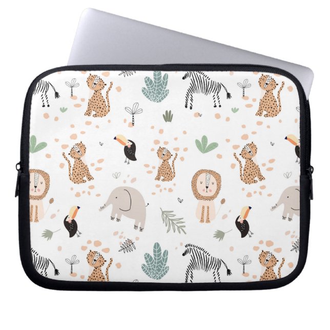 Capa Para Notebook Cute Jungle Rainforest Animals Pattern (Frente)