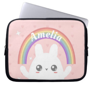 Capa Para Notebook Cute Kawaii Bunny e Rainbow Personalizados