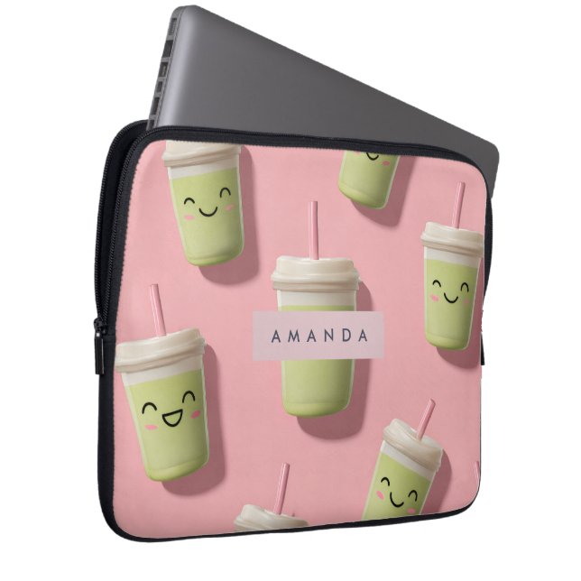 Capa Para Notebook Cute Kawaii Pastel Smoothie Matcha Personalizado (Frente Esquerda)
