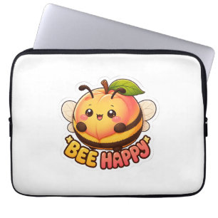 Capa Para Notebook Cute Kawaii Peach Bee Feliz Punho Divertido
