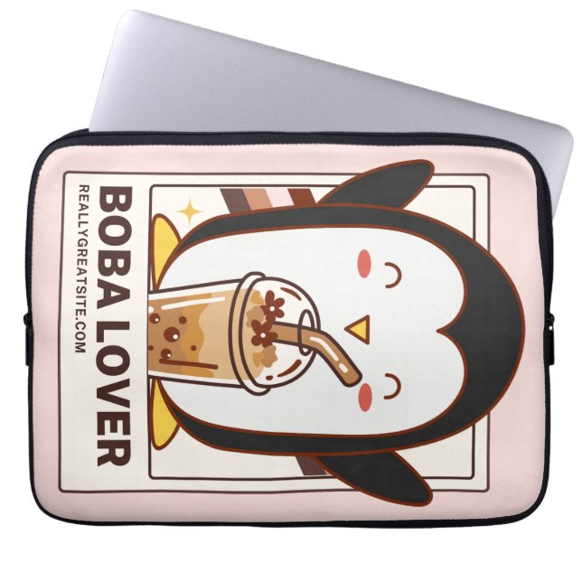 Capa Para Notebook Cute Kawaii Penguin Boba Lover (Frente)