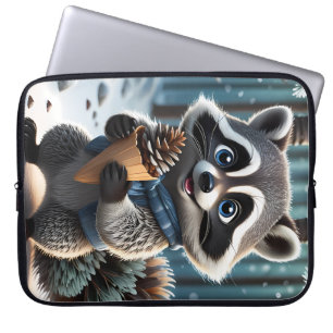Capa Para Notebook Cute Kawaii style Raccoon com pinho de creme de pi