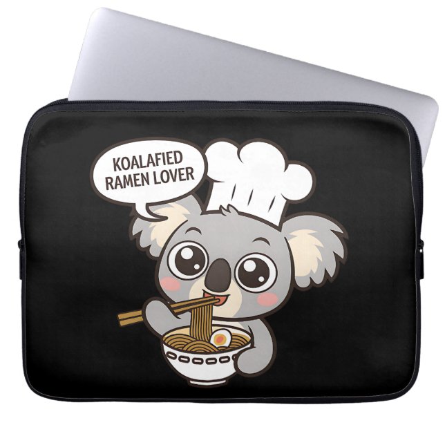 Capa Para Notebook Cute Koala curtindo Ramen (Frente)