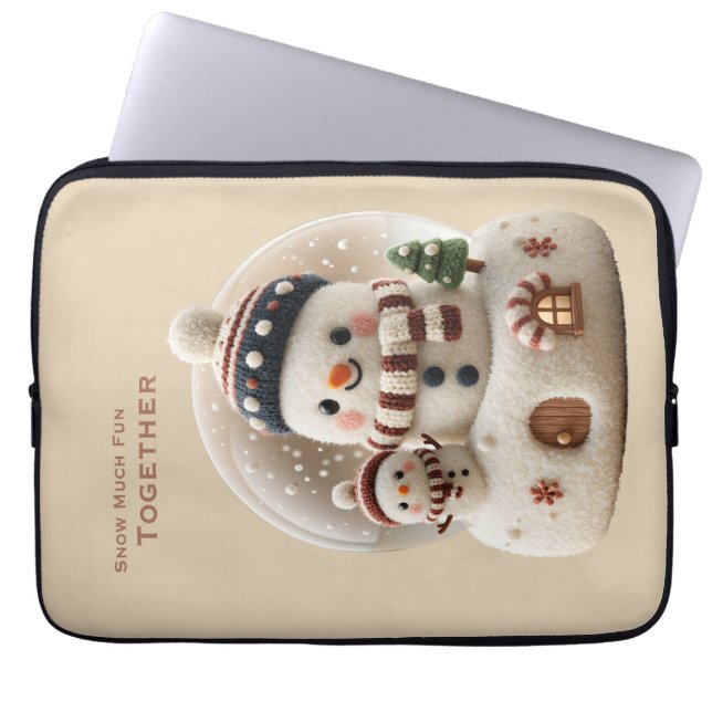 Capa Para Notebook Cute Needle Felted Snowman Snowglobe (Frente)