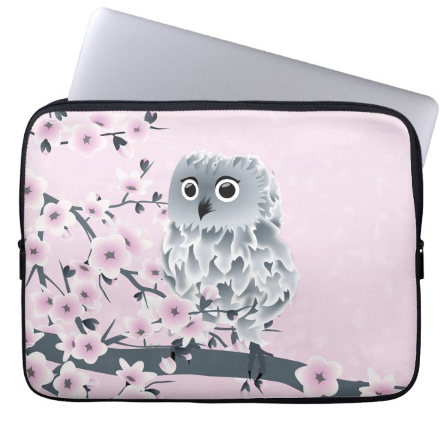 Capa Para Notebook Cute Owl Pink Gray (Frente)